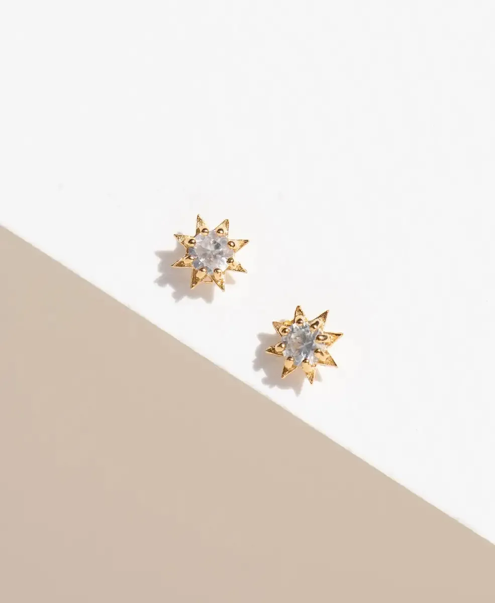 Stella Earrings | 22k Gold Plate | White Zircon