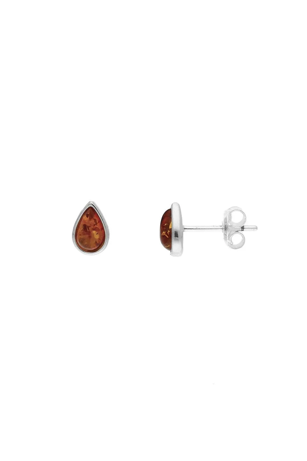 Sterling Silver Amber Teardrop Stud Earrings