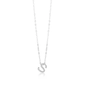 Sterling Silver Cubic Zirconia Initial "S" Pendant On 39 3cm Chain