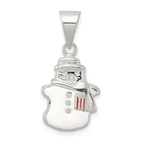 Sterling Silver Enameled Snowman Charm Pendant