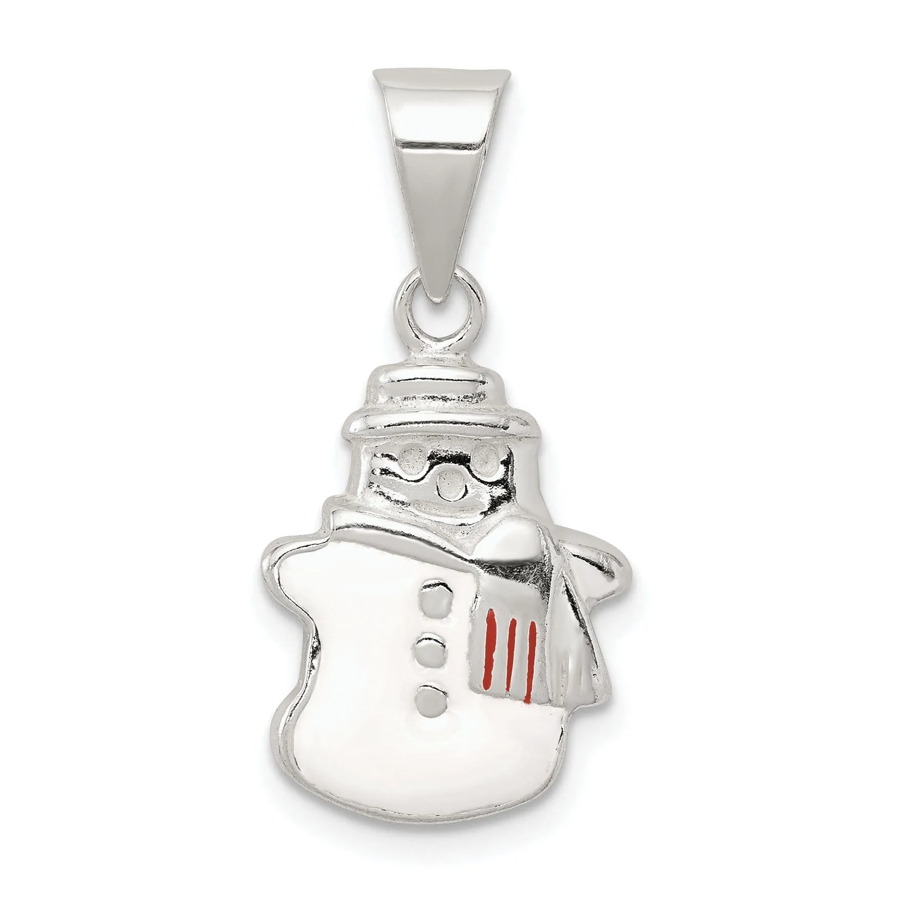Sterling Silver Enameled Snowman Charm Pendant