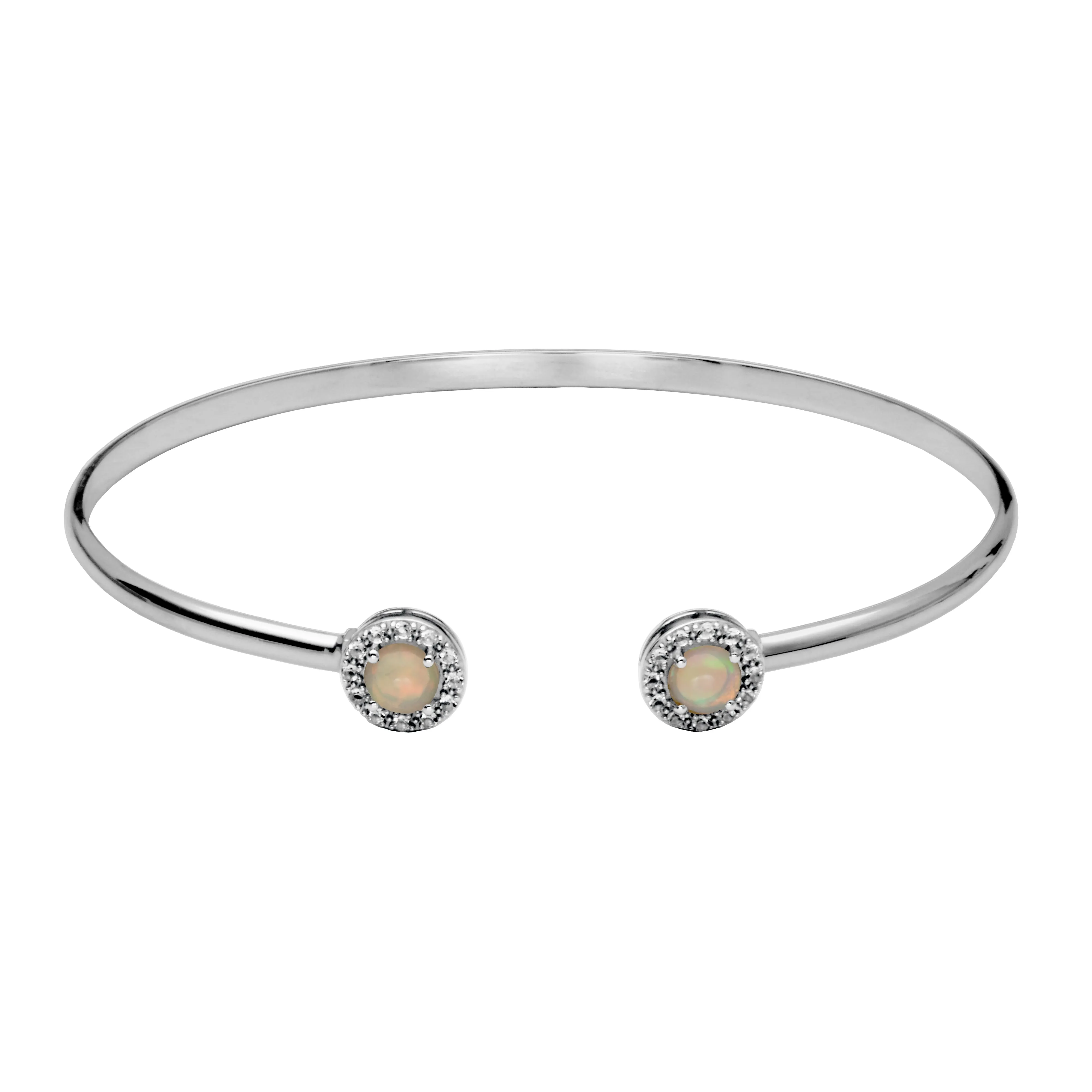 Sterling Silver Ethiopian Opal & White Topaz "Dazzle" Cuff Bracelet