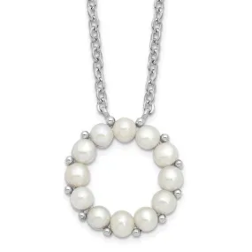 Sterling Silver Freshwater Cultured Pearl Circle Pendant 16" Necklace