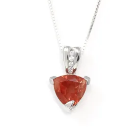 Sterling Silver Natural Ponderosa Sunstone Necklace With White Sapphire