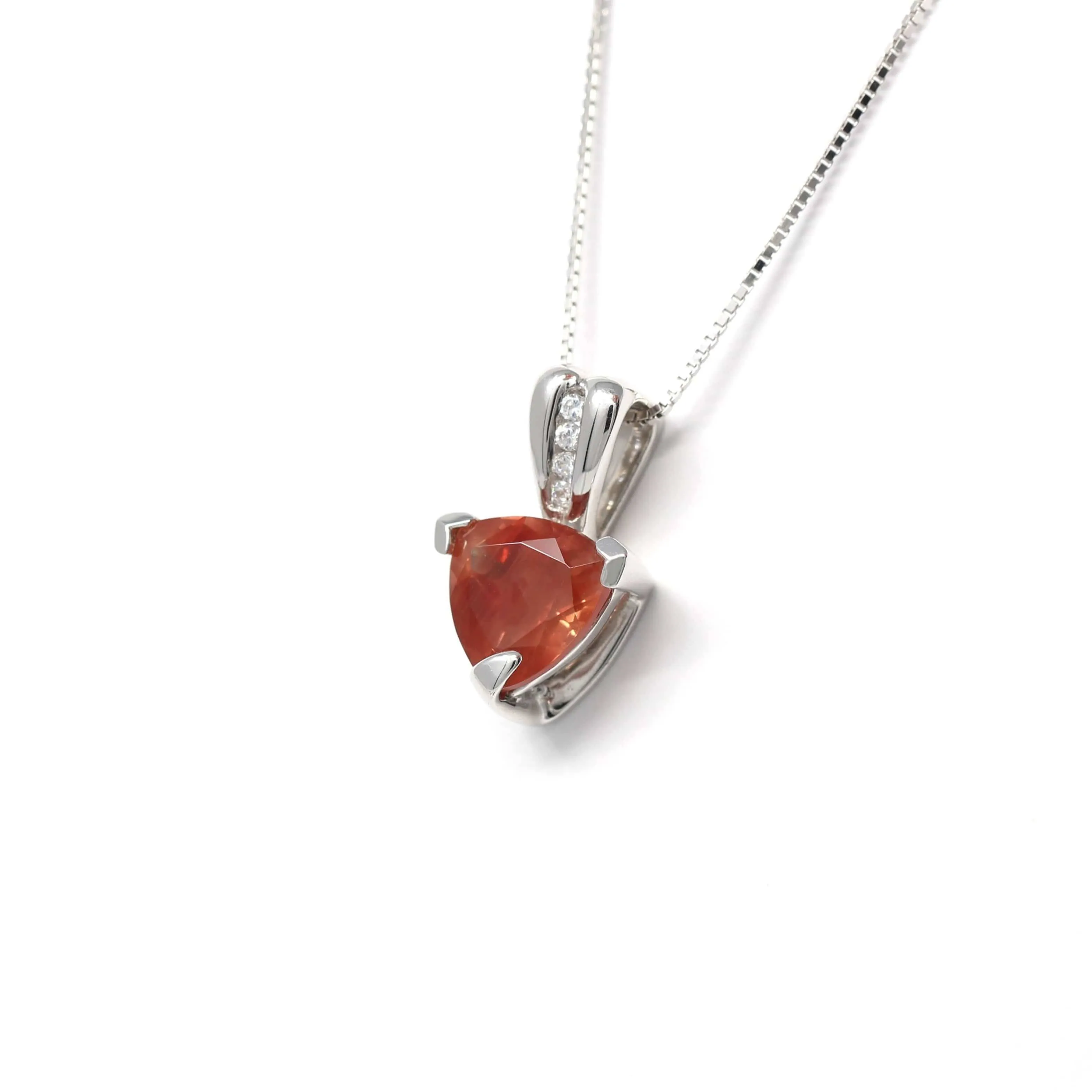 Sterling Silver Natural Ponderosa Sunstone Necklace With White Sapphire