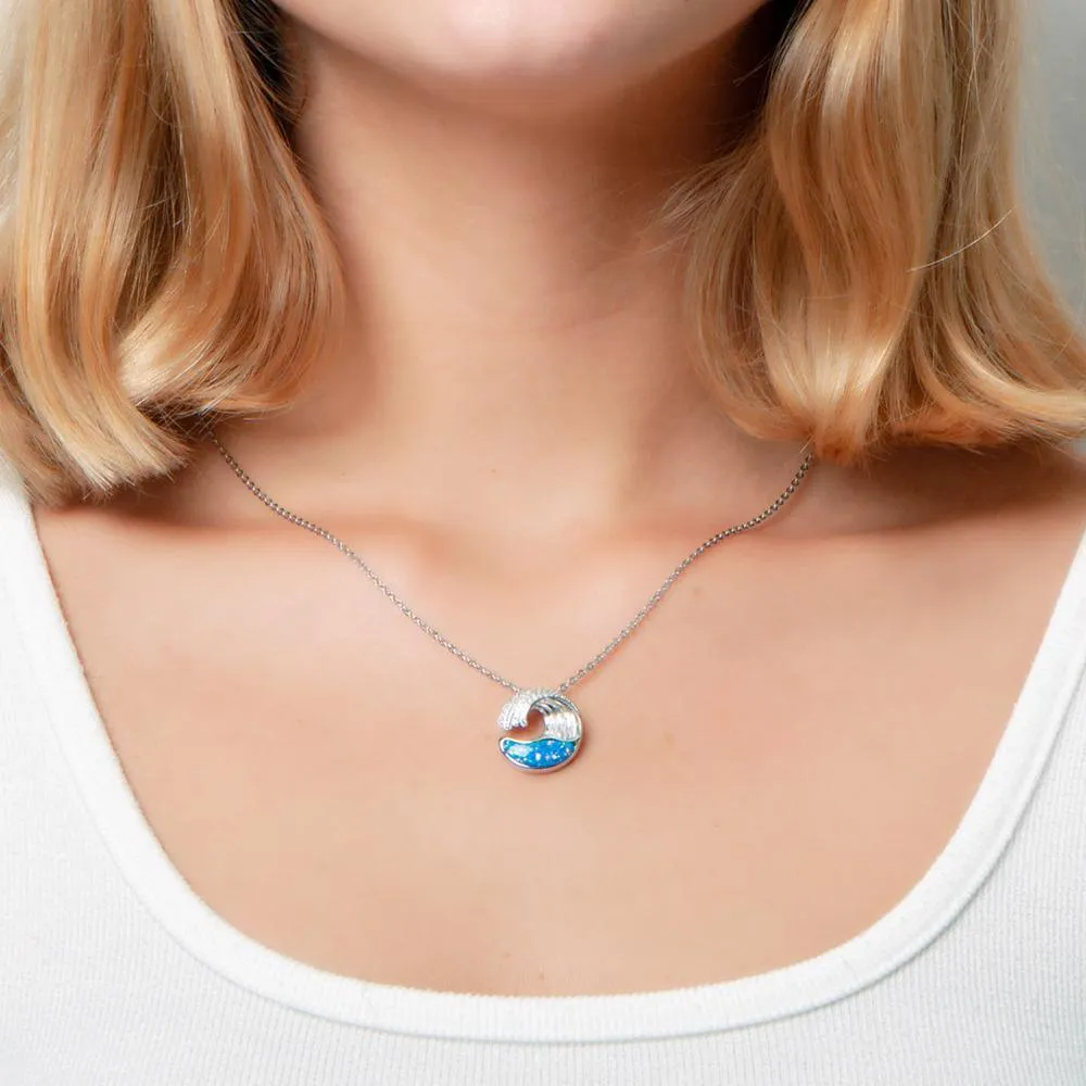 Sterling Silver Opal Ocean Wave Pendant by Alamea