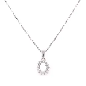 Sterling Silver Oval Opal & White CZ Halo Necklace