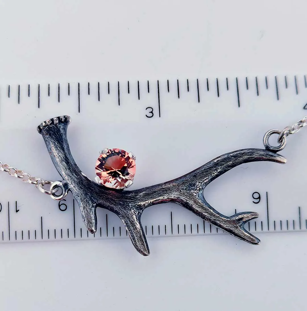 Sterling Silver "Antler Necklace" with Oregon Sunstone