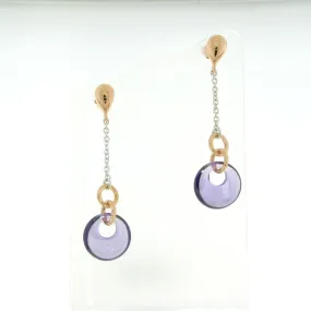 Sterling Silver Rose & Silver Zircon Amethyst Earrings