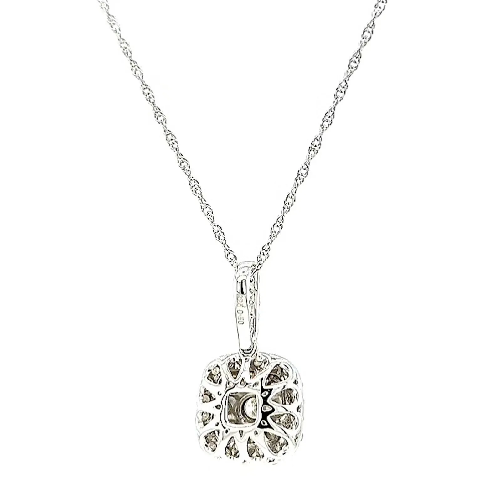 Sterling Silver Round Brilliant Cut 1/2 CARAT tw of Diamonds Pendant