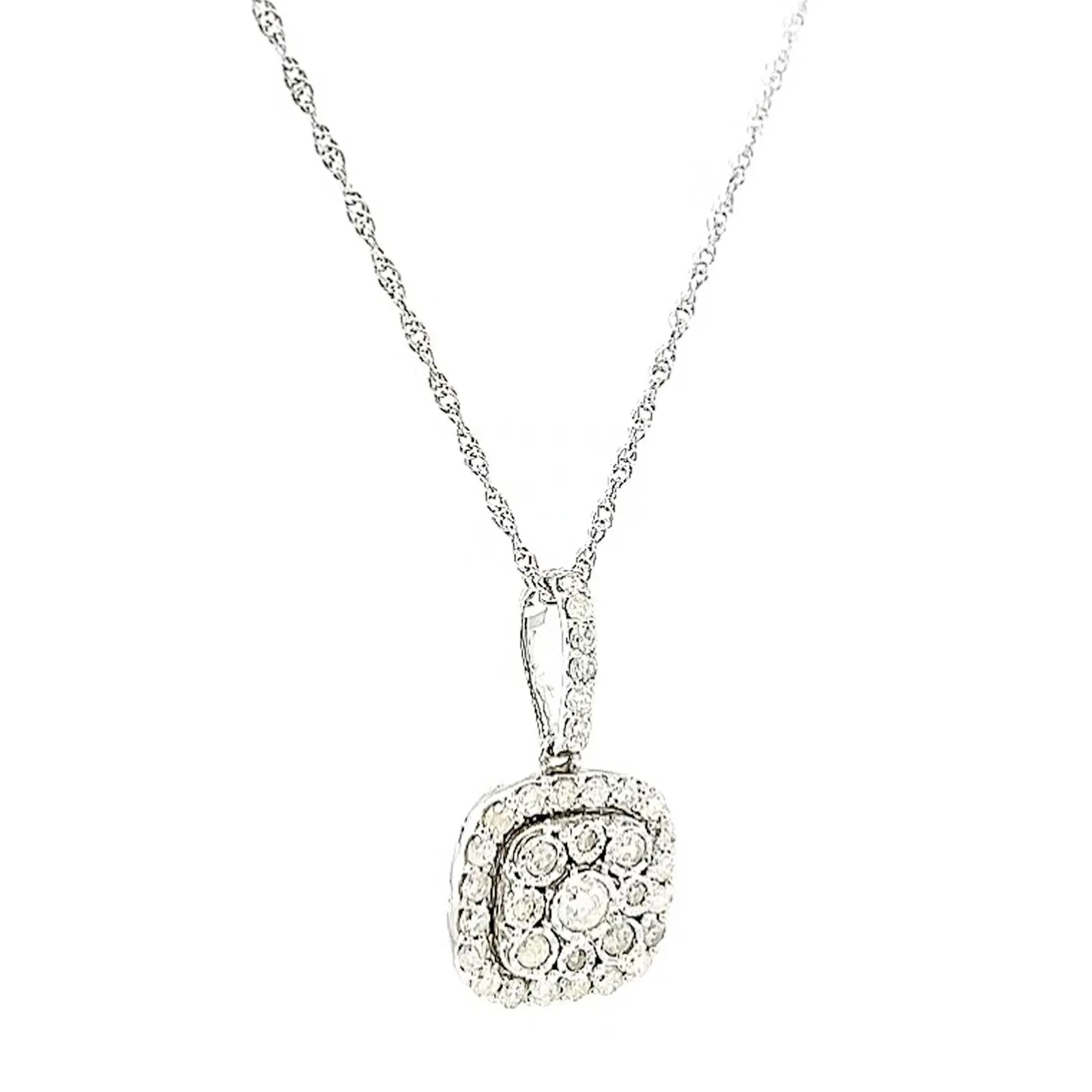 Sterling Silver Round Brilliant Cut 1/2 CARAT tw of Diamonds Pendant