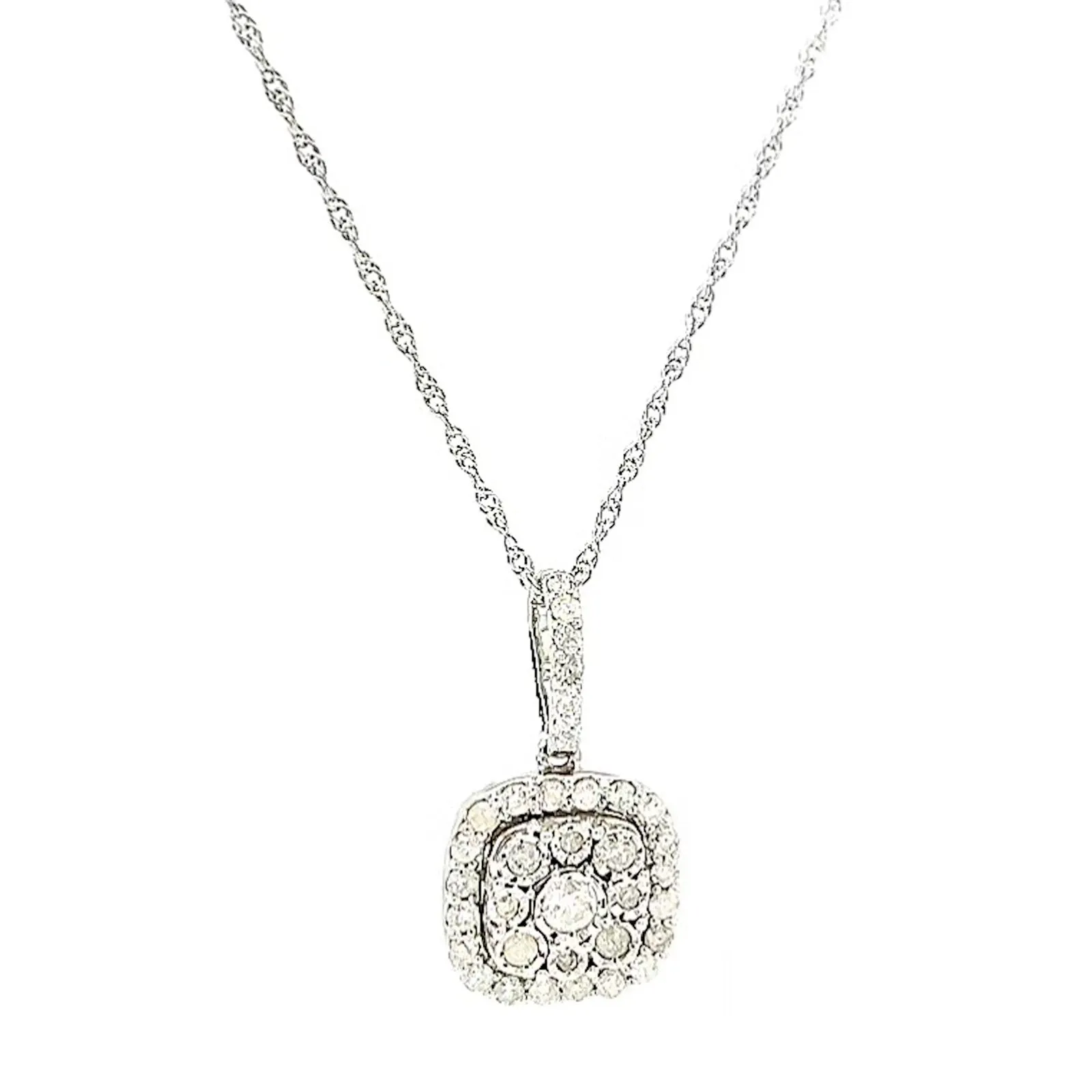 Sterling Silver Round Brilliant Cut 1/2 CARAT tw of Diamonds Pendant