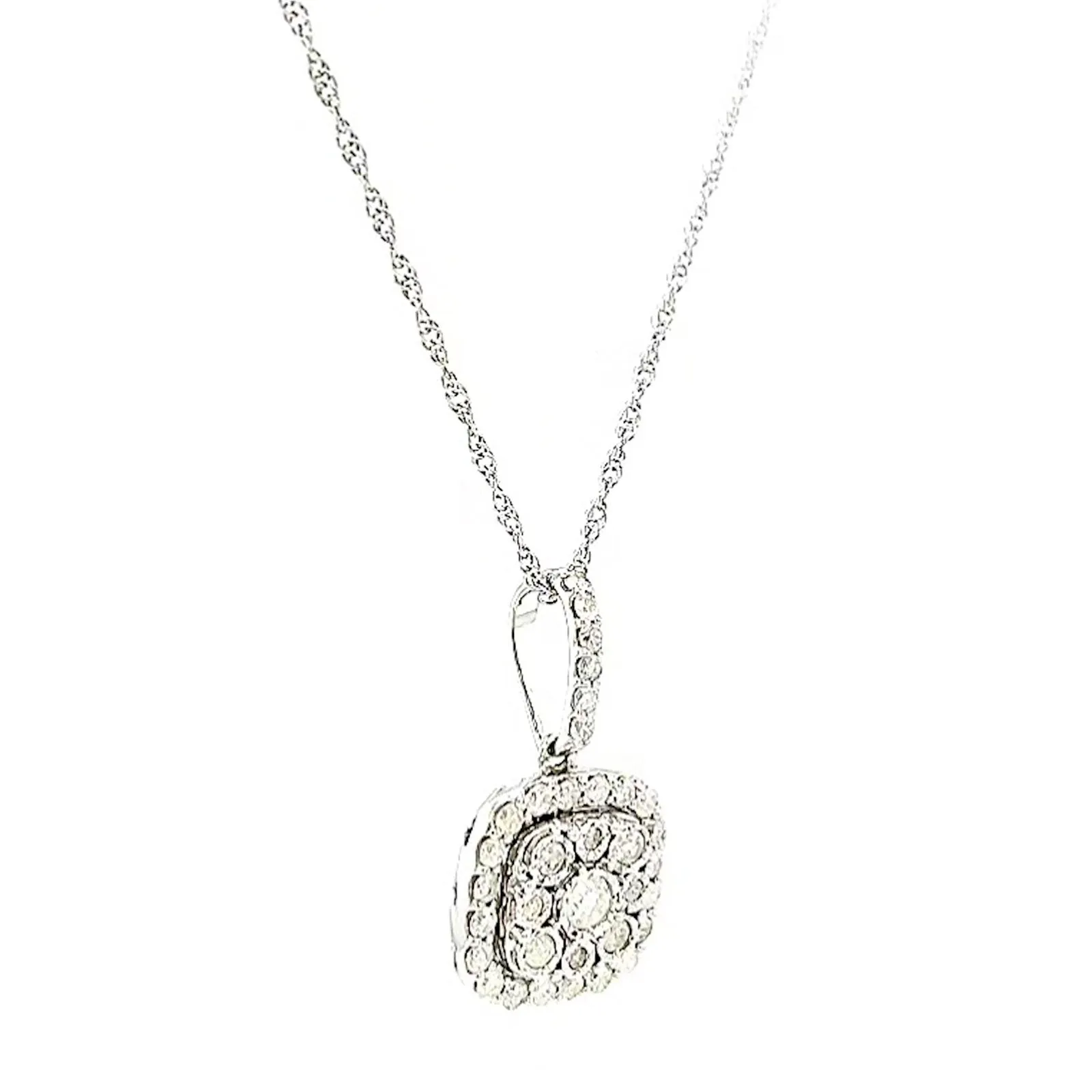 Sterling Silver Round Brilliant Cut 1/2 CARAT tw of Diamonds Pendant