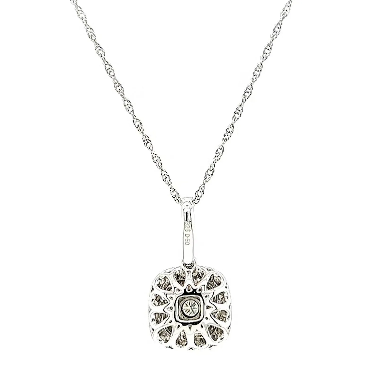 Sterling Silver Round Brilliant Cut 1/2 CARAT tw of Diamonds Pendant