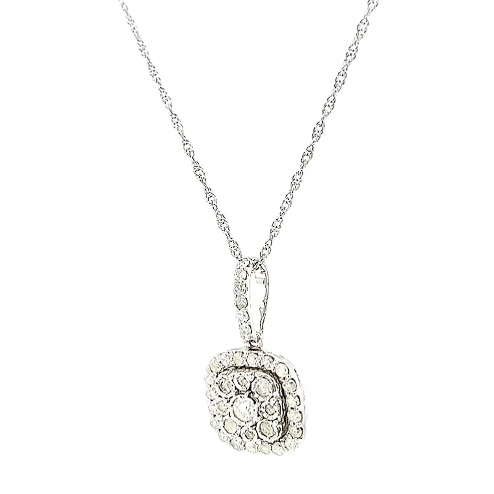 Sterling Silver Round Brilliant Cut 1/2 CARAT tw of Diamonds Pendant