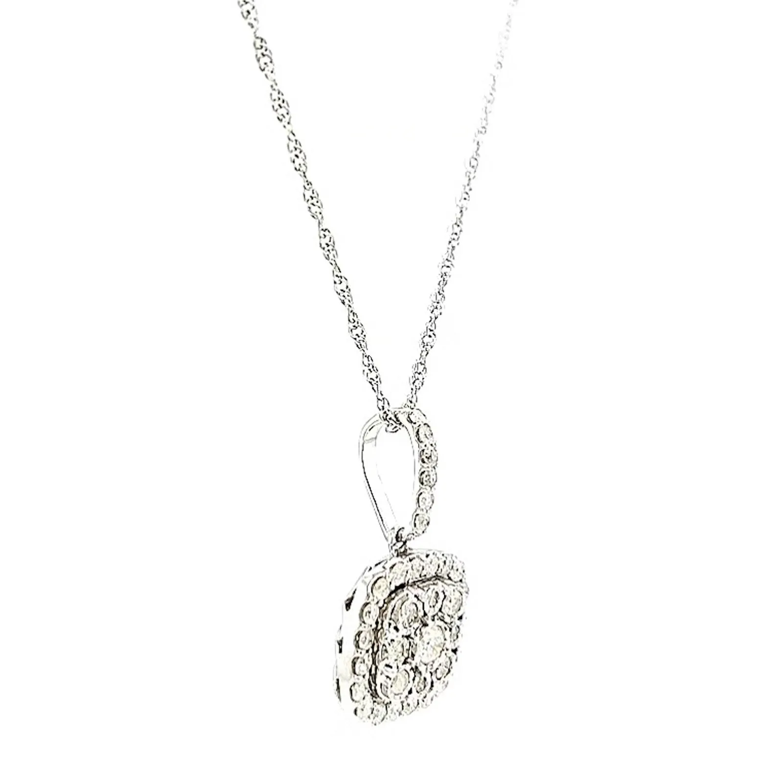 Sterling Silver Round Brilliant Cut 1/2 CARAT tw of Diamonds Pendant