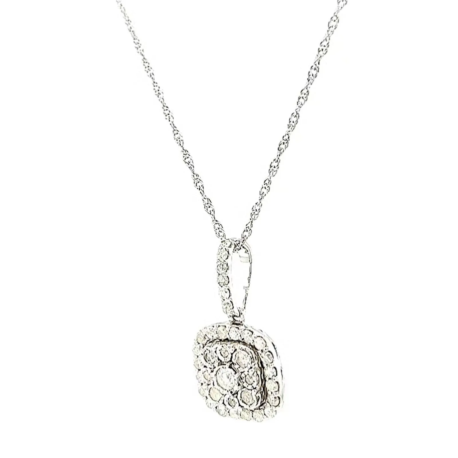 Sterling Silver Round Brilliant Cut 1/2 CARAT tw of Diamonds Pendant