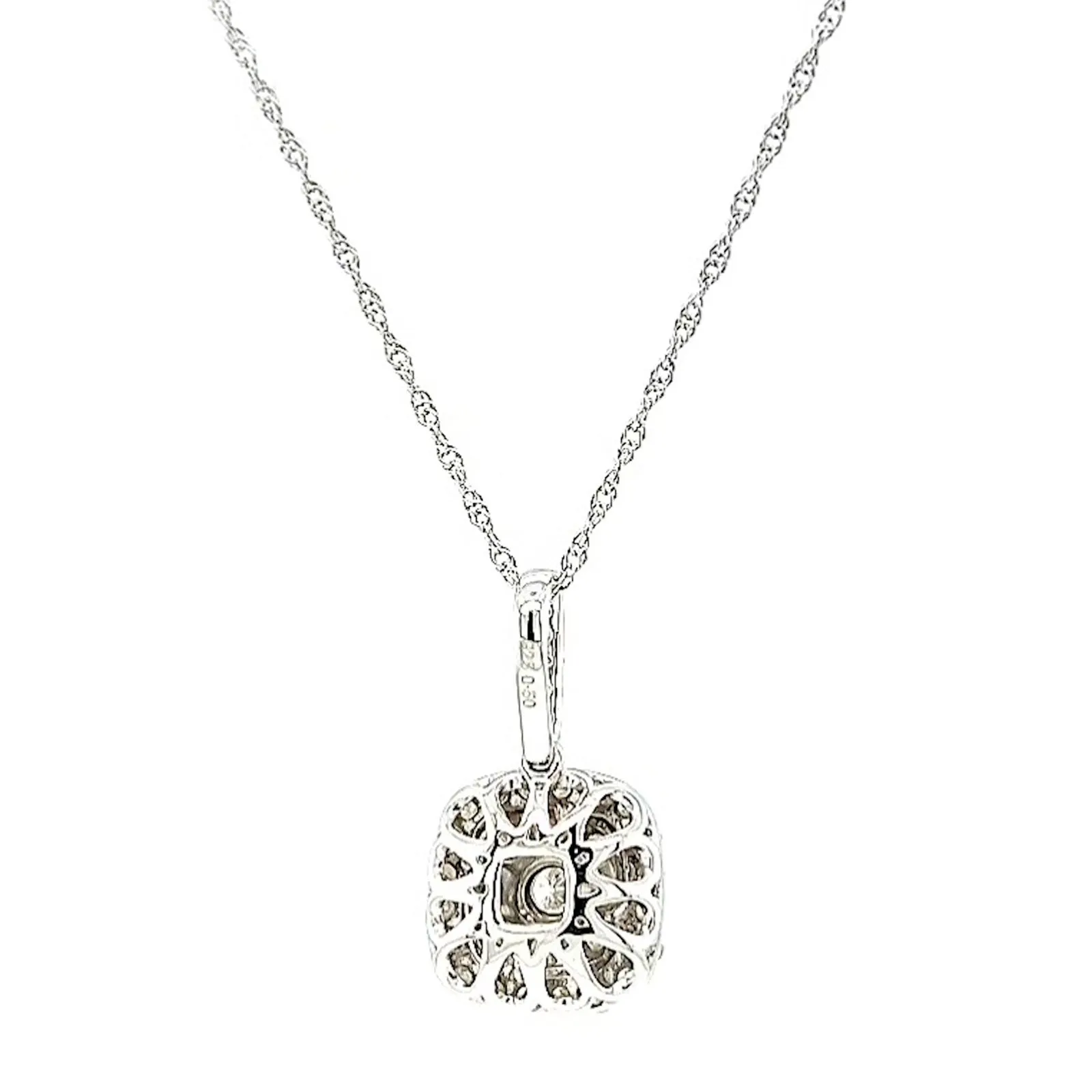 Sterling Silver Round Brilliant Cut 1/2 CARAT tw of Diamonds Pendant