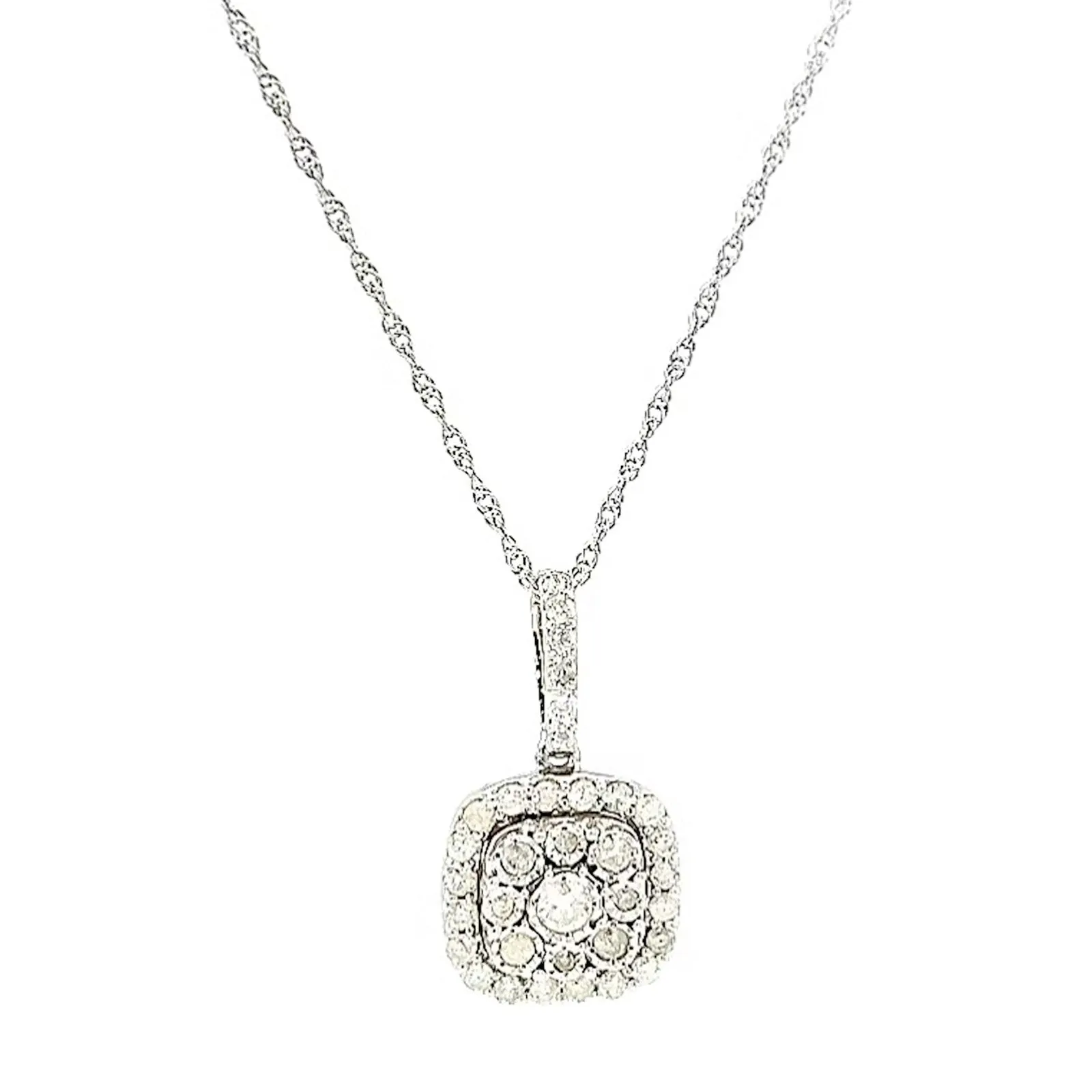 Sterling Silver Round Brilliant Cut 1/2 CARAT tw of Diamonds Pendant