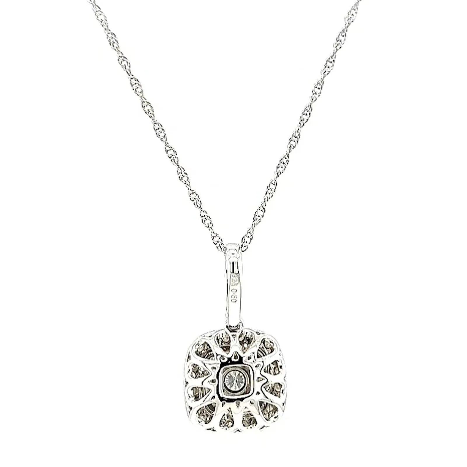 Sterling Silver Round Brilliant Cut 1/2 CARAT tw of Diamonds Pendant