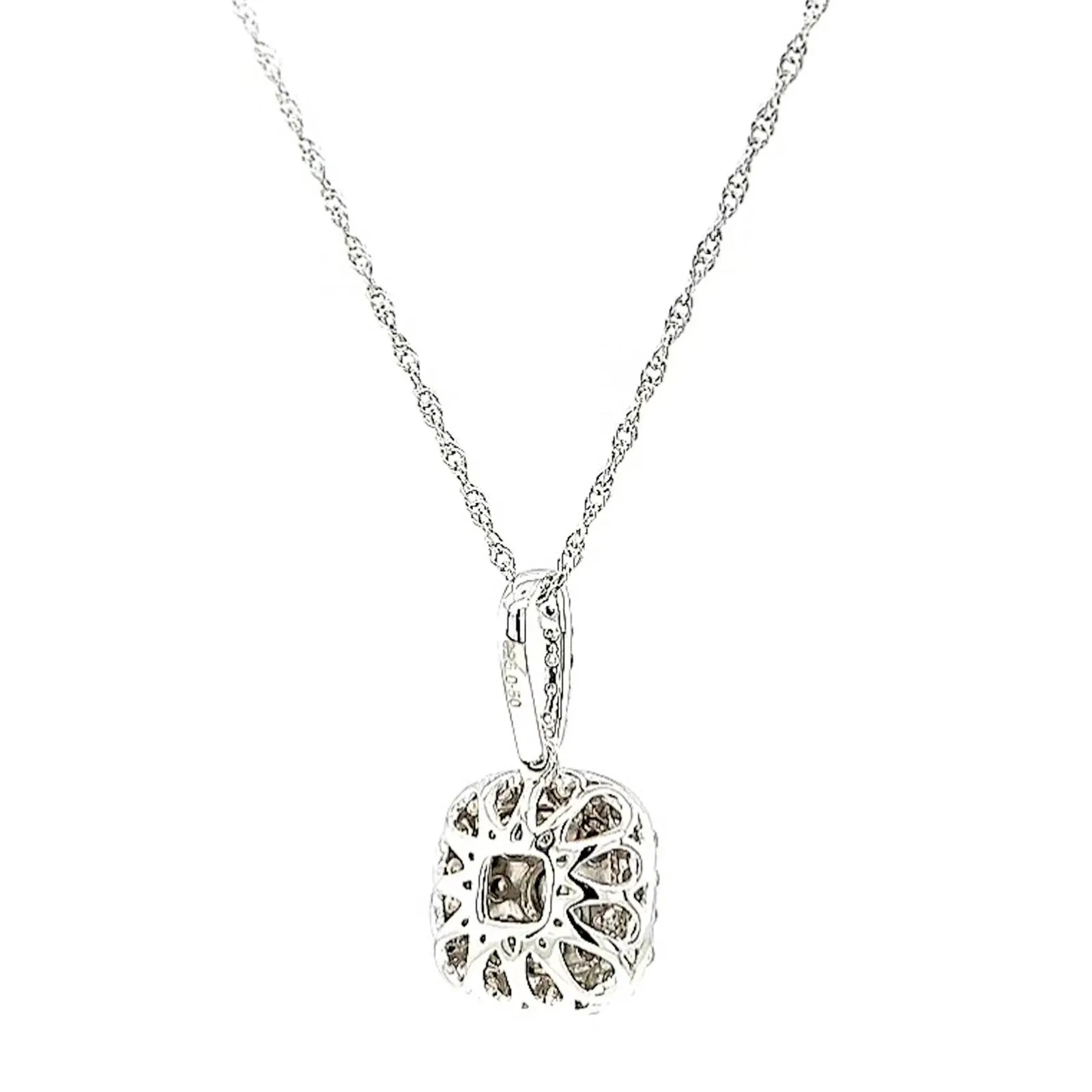 Sterling Silver Round Brilliant Cut 1/2 CARAT tw of Diamonds Pendant