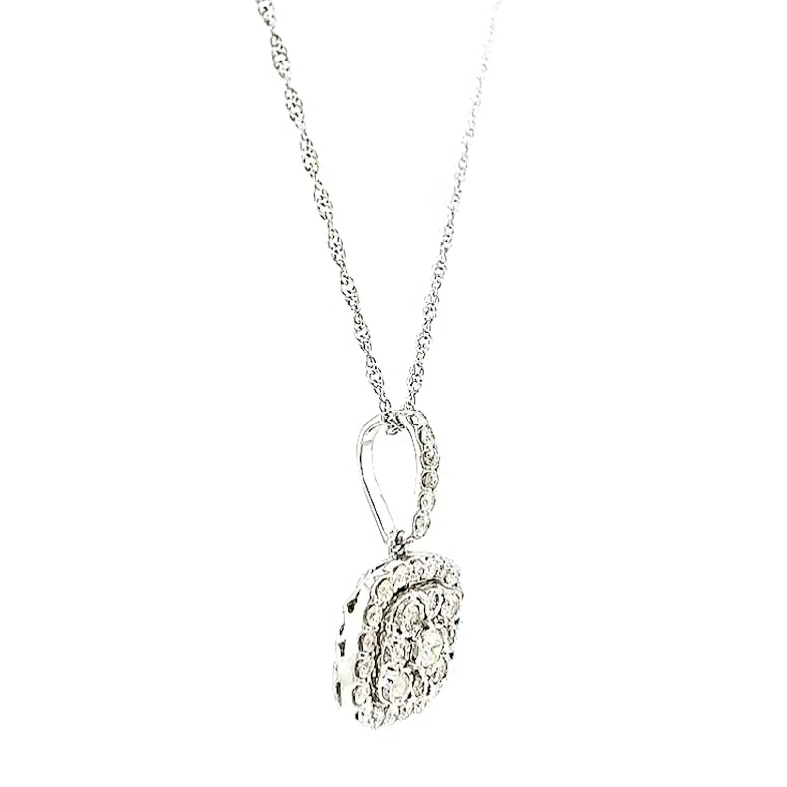 Sterling Silver Round Brilliant Cut 1/2 CARAT tw of Diamonds Pendant