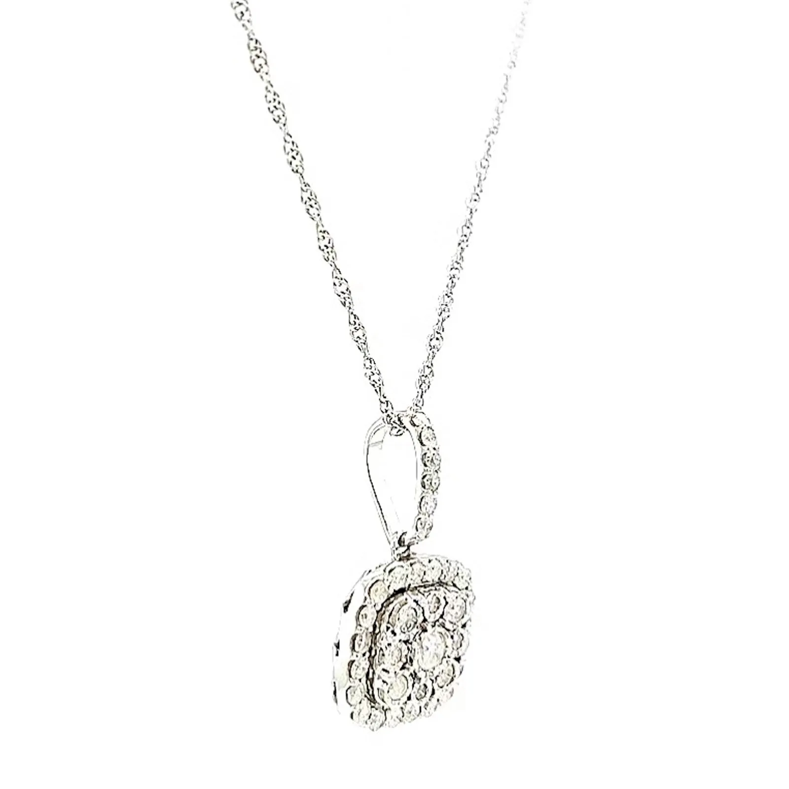 Sterling Silver Round Brilliant Cut 1/2 CARAT tw of Diamonds Pendant