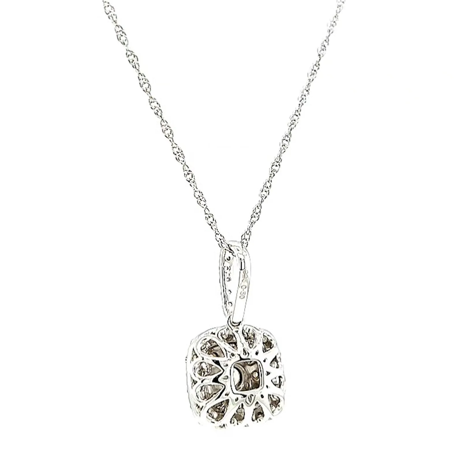 Sterling Silver Round Brilliant Cut 1/2 CARAT tw of Diamonds Pendant