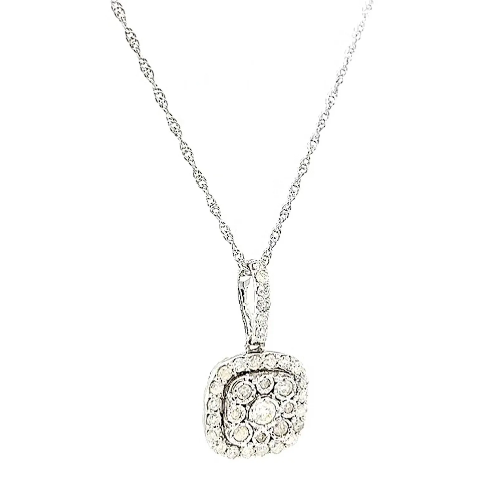 Sterling Silver Round Brilliant Cut 1/2 CARAT tw of Diamonds Pendant