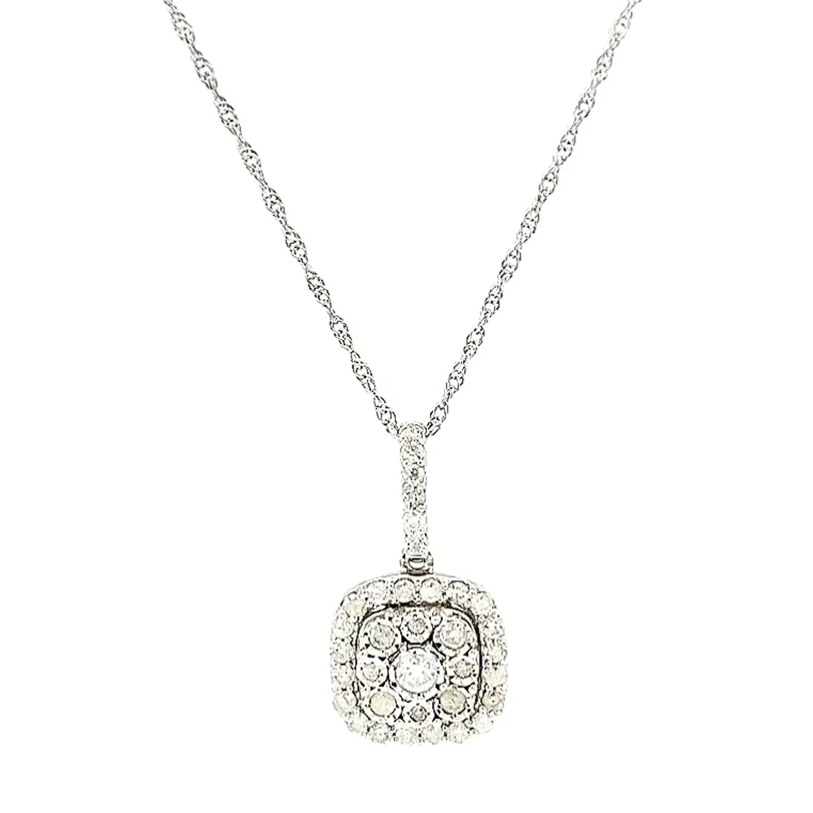 Sterling Silver Round Brilliant Cut 1/2 CARAT tw of Diamonds Pendant