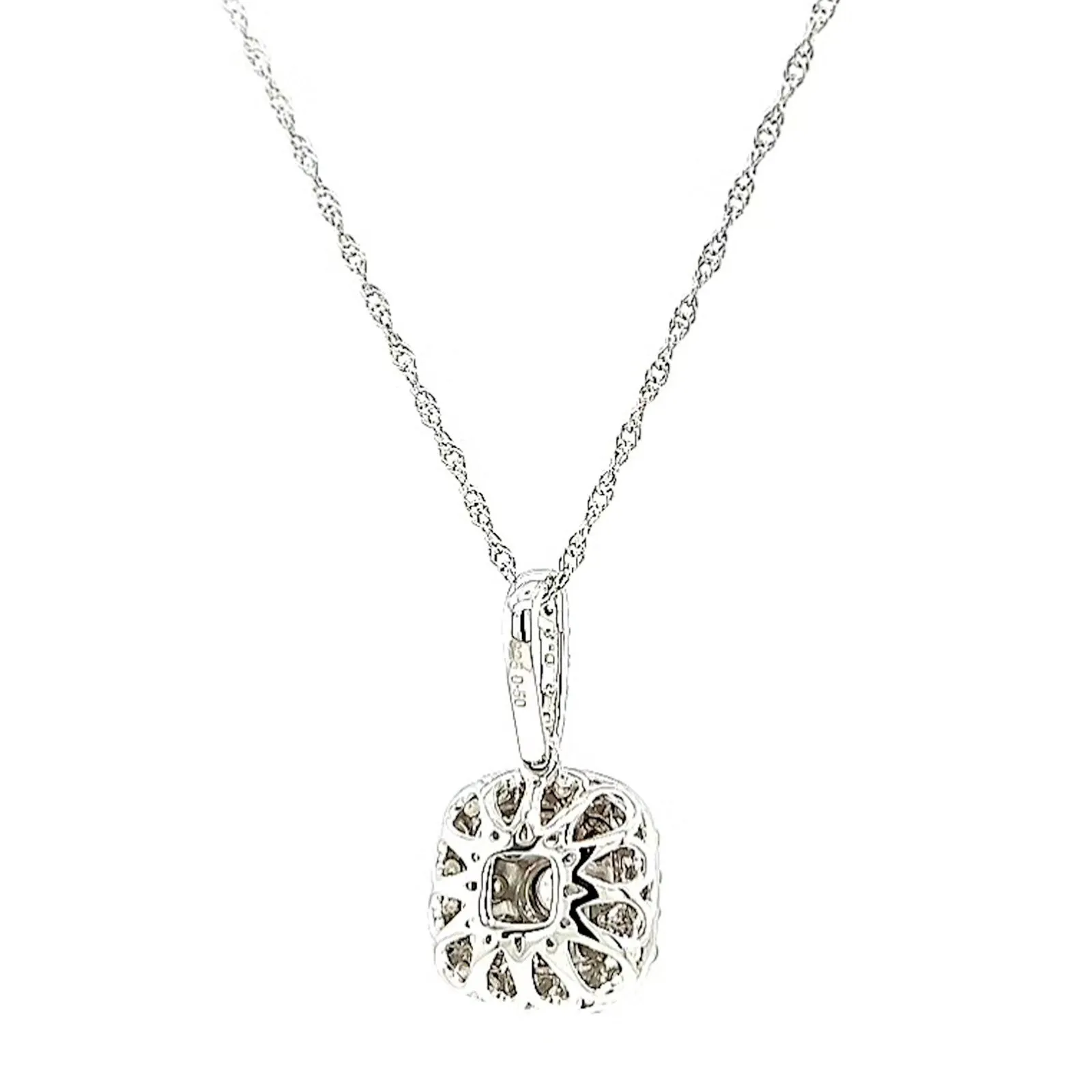 Sterling Silver Round Brilliant Cut 1/2 CARAT tw of Diamonds Pendant