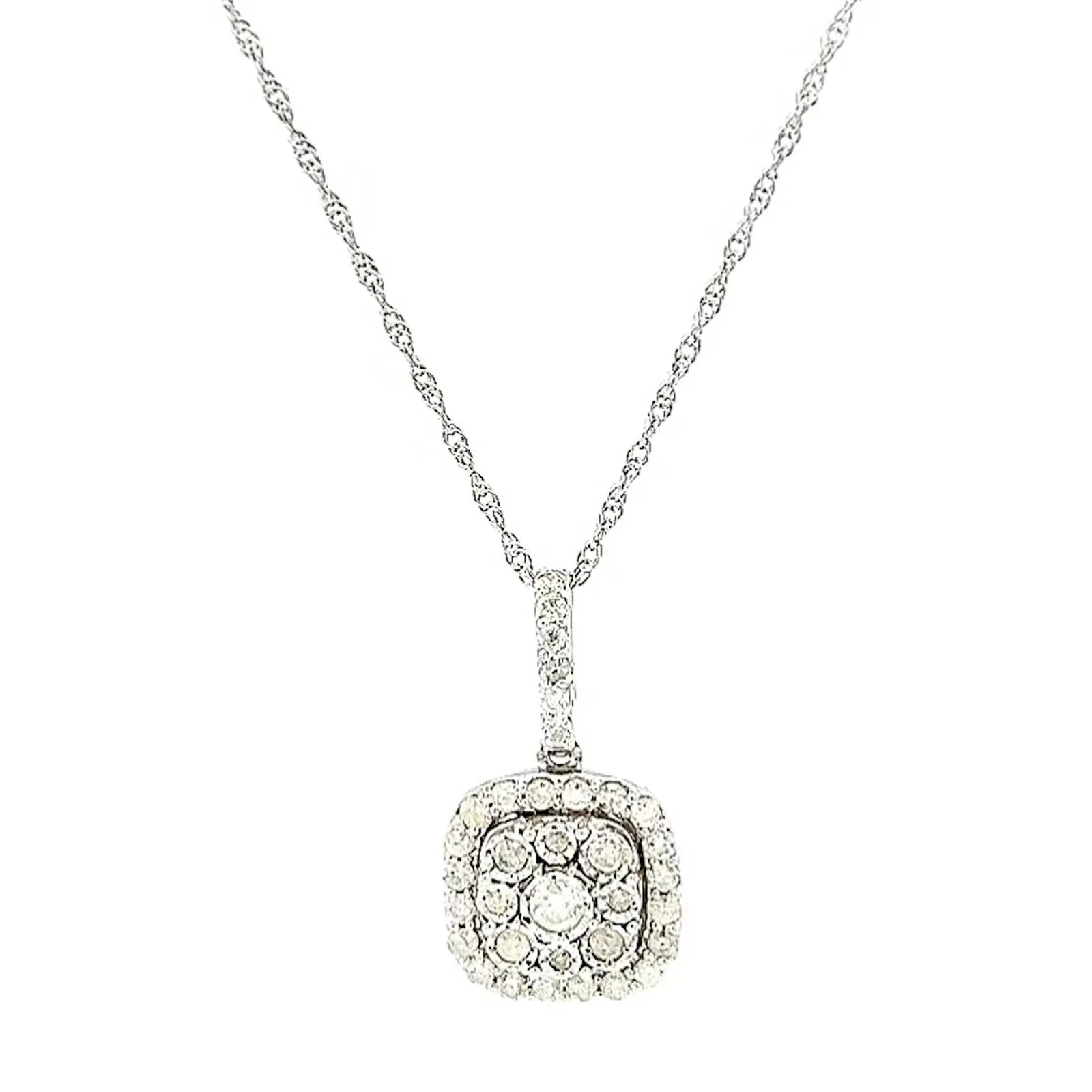 Sterling Silver Round Brilliant Cut 1/2 CARAT tw of Diamonds Pendant
