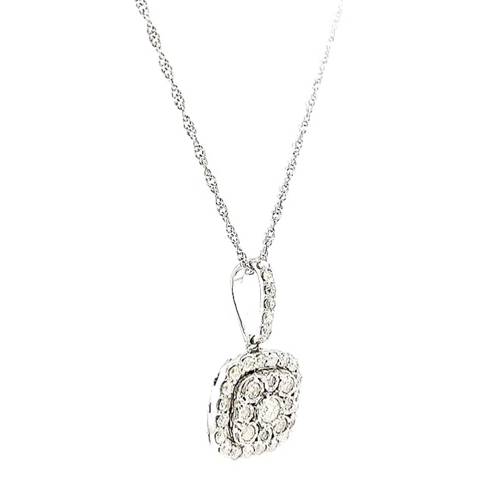 Sterling Silver Round Brilliant Cut 1/2 CARAT tw of Diamonds Pendant