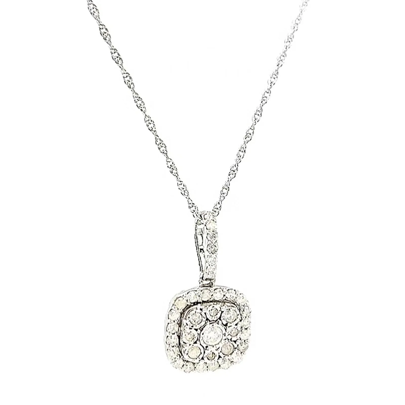 Sterling Silver Round Brilliant Cut 1/2 CARAT tw of Diamonds Pendant