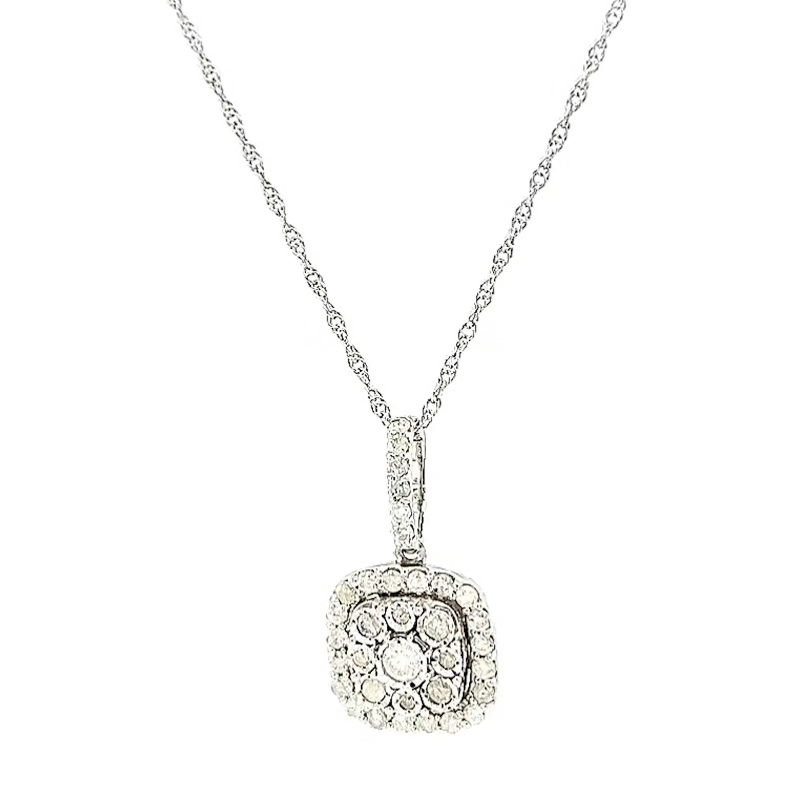 Sterling Silver Round Brilliant Cut 1/2 CARAT tw of Diamonds Pendant