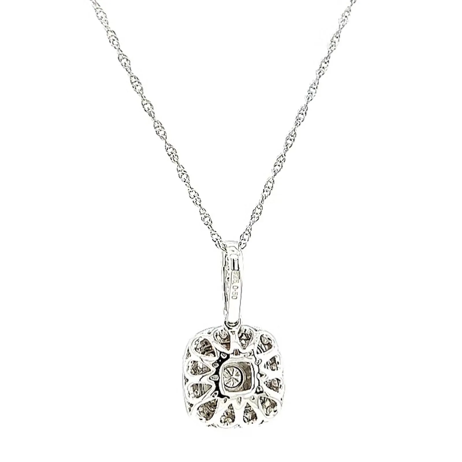 Sterling Silver Round Brilliant Cut 1/2 CARAT tw of Diamonds Pendant
