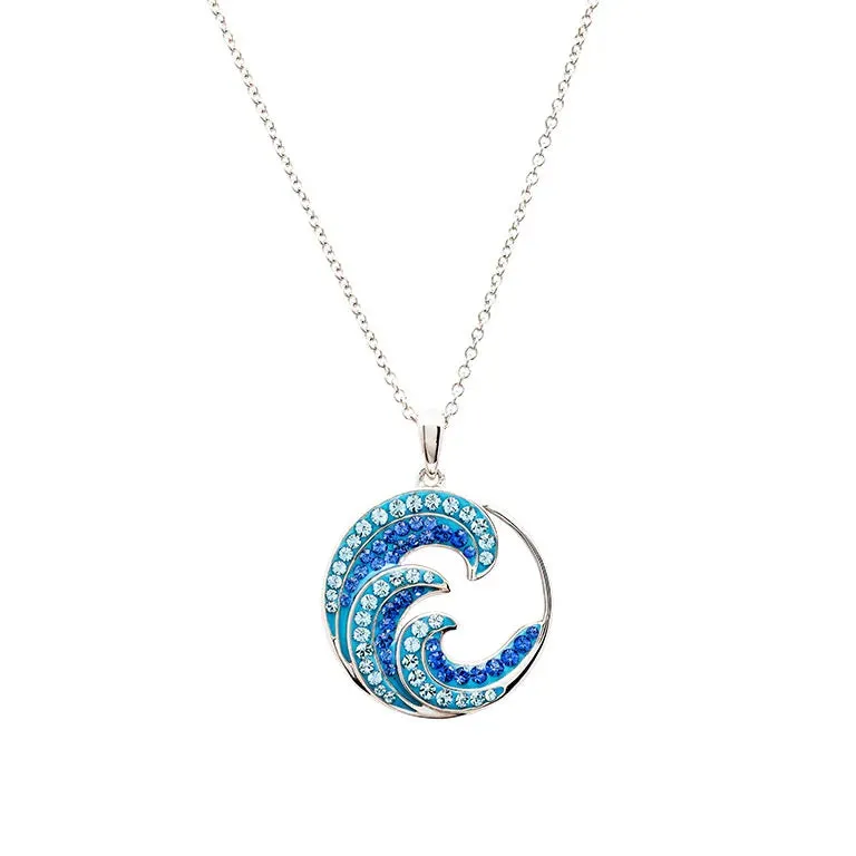Sterling Silver Sapphire Crystal Wave Necklace