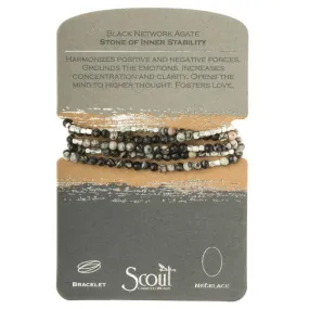 Stone Wrap black agate/silver