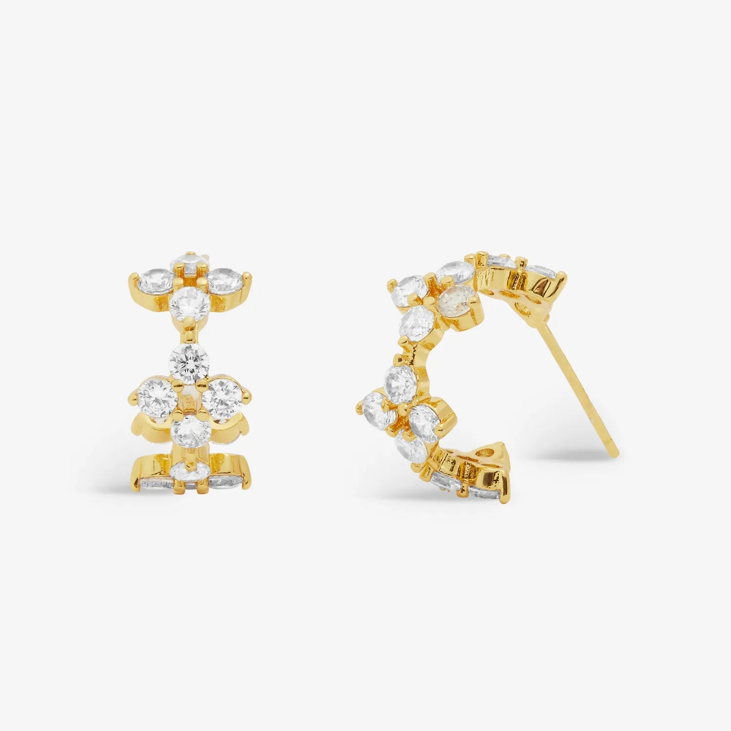 Style Stories Pave Clover Hoop Gold Plated Earrings 7730