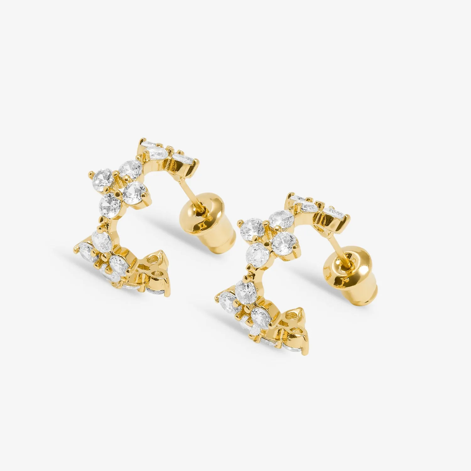 Style Stories Pave Clover Hoop Gold Plated Earrings 7730