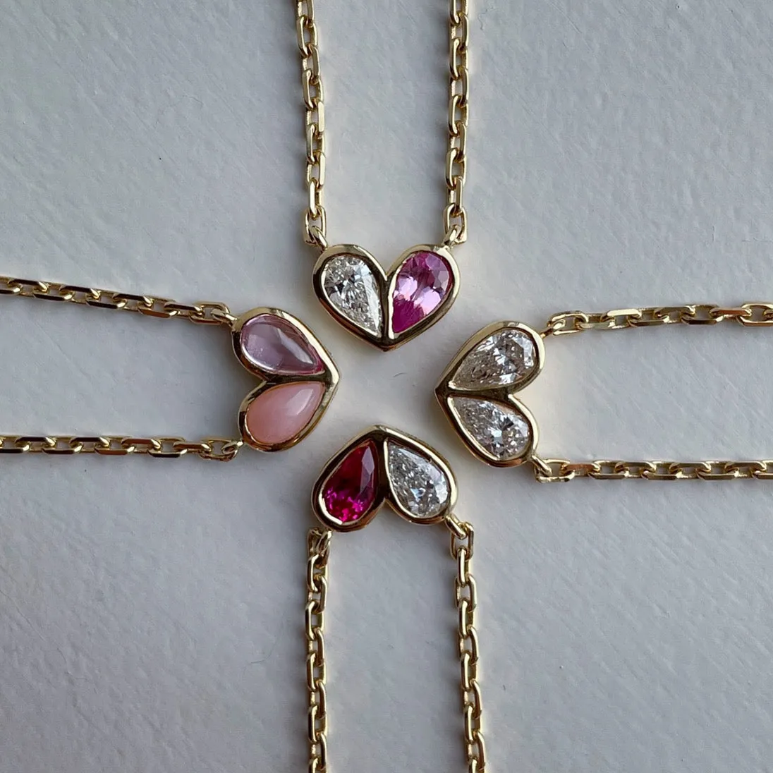 Sweetheart Necklace Peridot & Pink Sapphire
