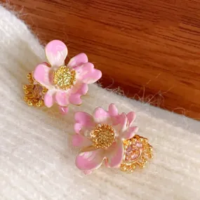 TAVIMART  -  Pink Earrings Fresh and Sweet Zircon Design Earings Female
