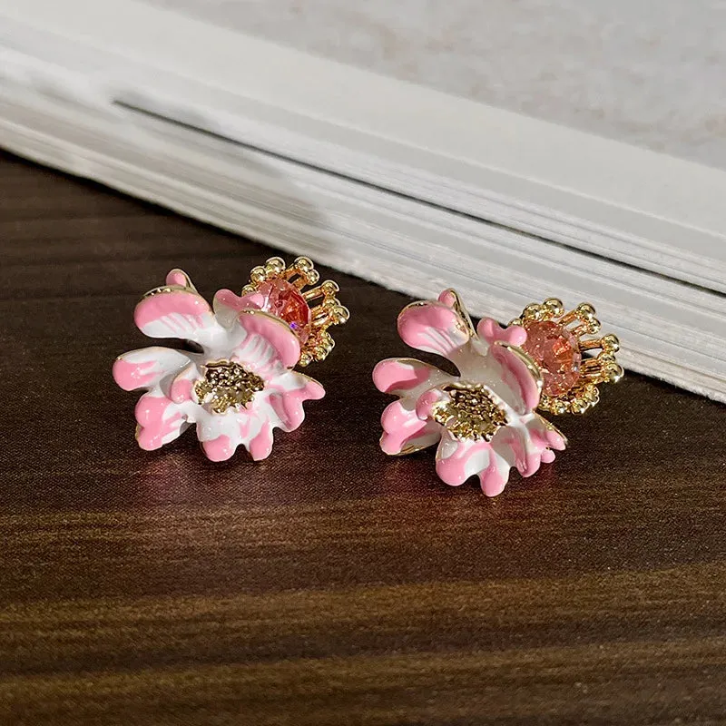 TAVIMART  -  Pink Earrings Fresh and Sweet Zircon Design Earings Female