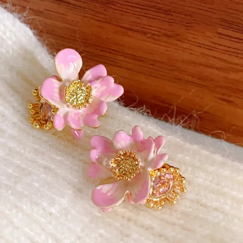 TAVIMART  -  Pink Earrings Fresh and Sweet Zircon Design Earings Female