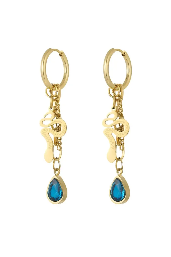 The Edit - Snake Tear Drop Earrings in Gold