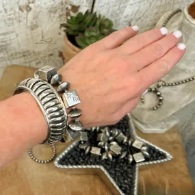 The Sterling Square Handstamped Pearl Bracelet ~ Horse
