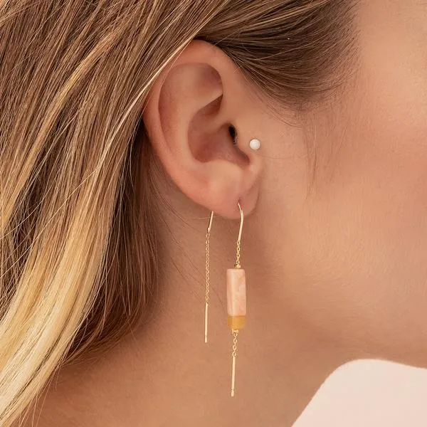 Thread Earring Rose Q/Amber/Gold