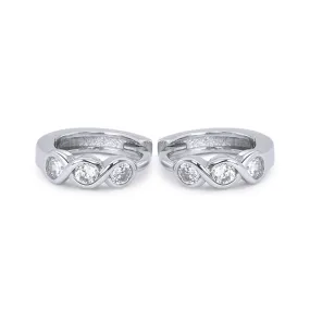 Three Round Zircon Silver Hoop Earrings for Women