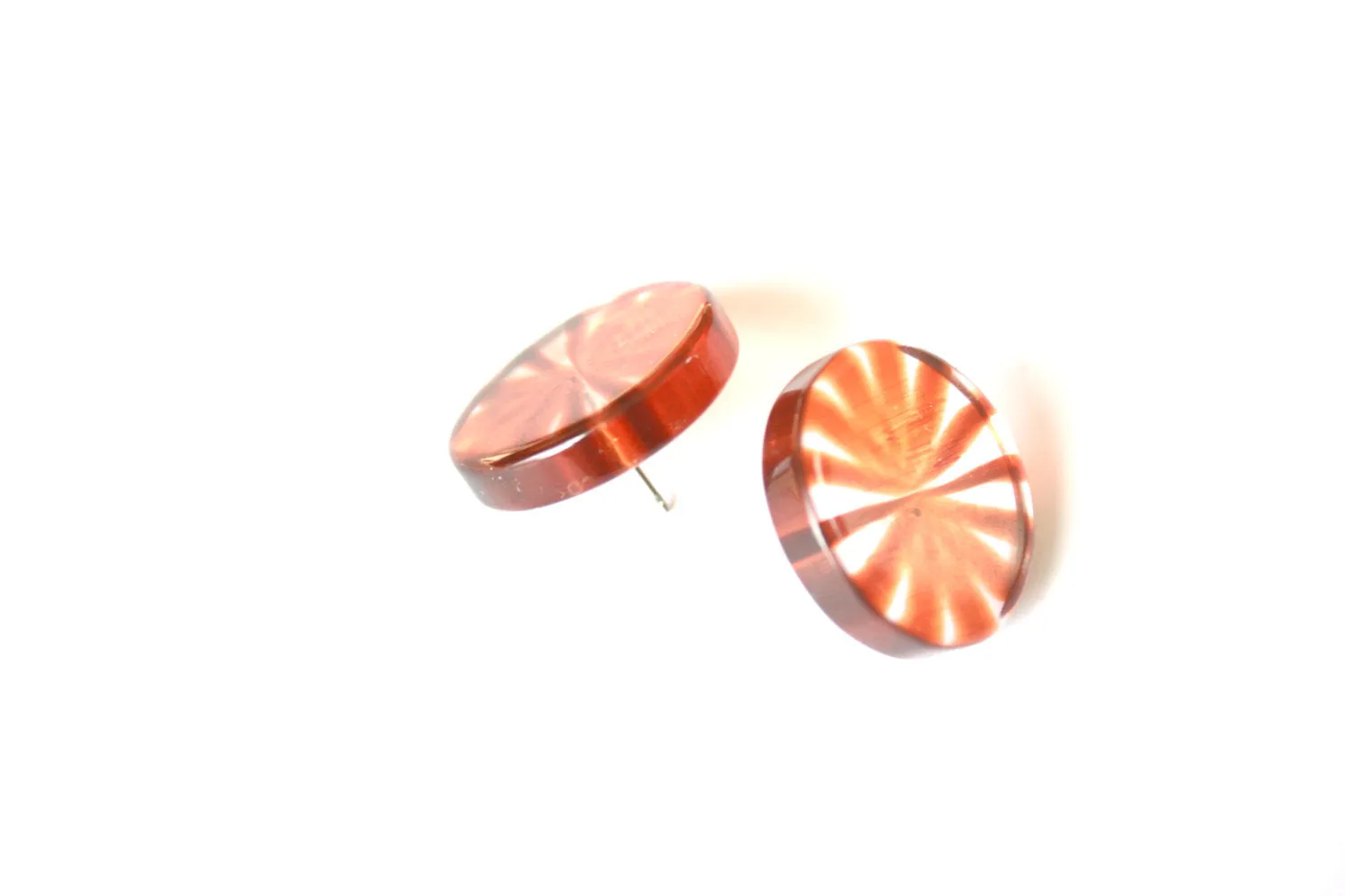 Tortoise & Clear Striped Starburst Disc Stud Earrings