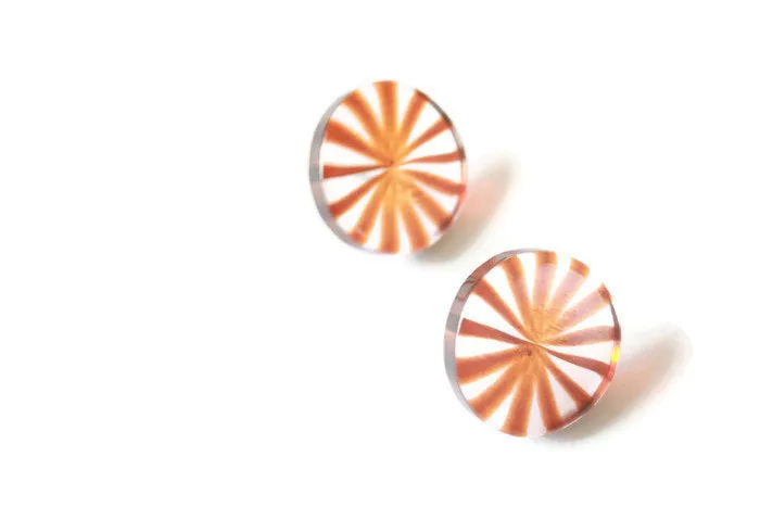 Tortoise & Clear Striped Starburst Disc Stud Earrings